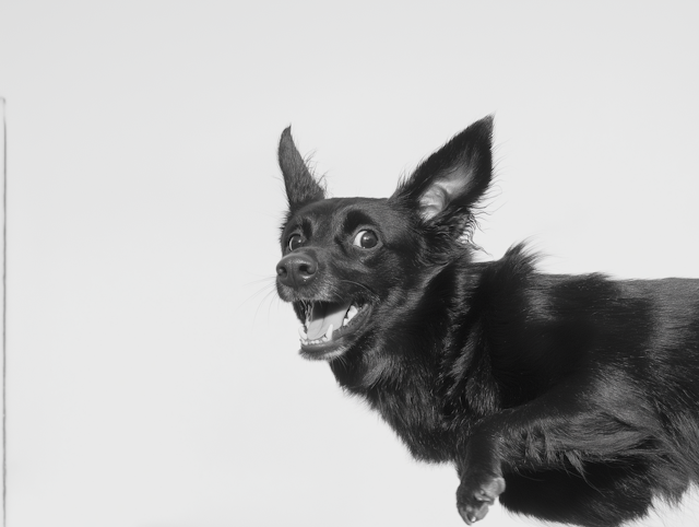 Playful Black Dog in Motion