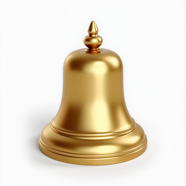 Golden Bell on White Background