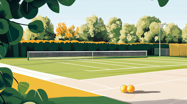 Stylized Tennis Court Illustration