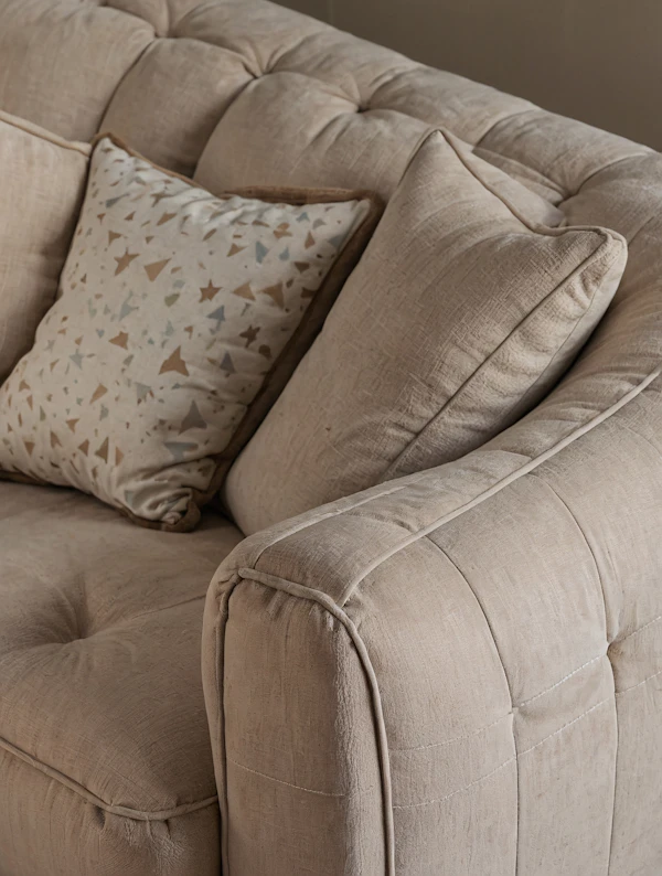Beige Tufted Sofa