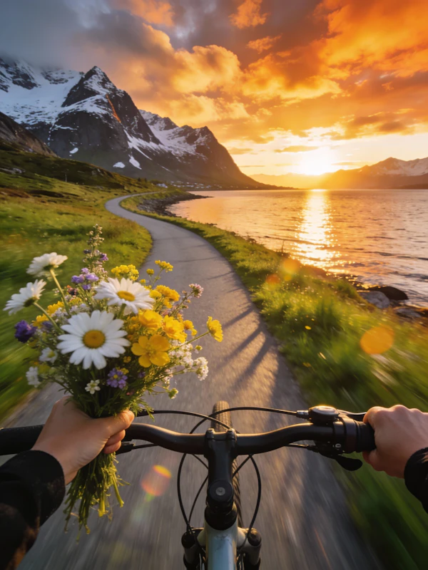 Cyclist's Scenic Sunset