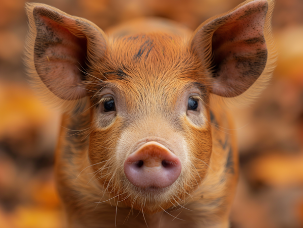 Close-Up of a Striped Piglet