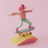 3D Girl Skateboarding