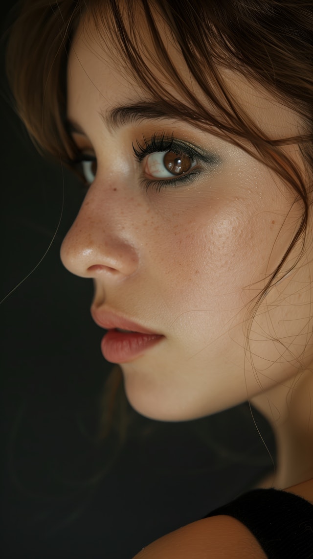 Close-up Profile of Young Woman