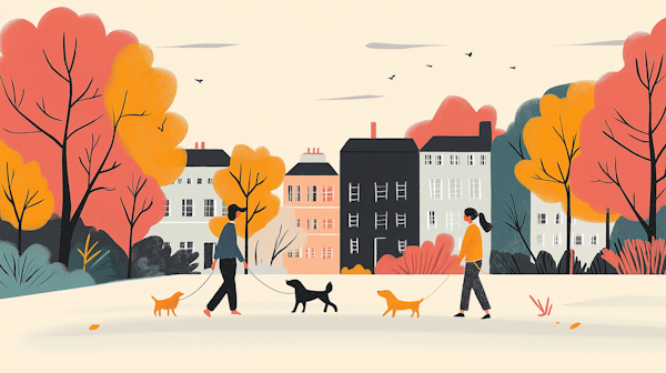 Autumn Stroll with Dogs