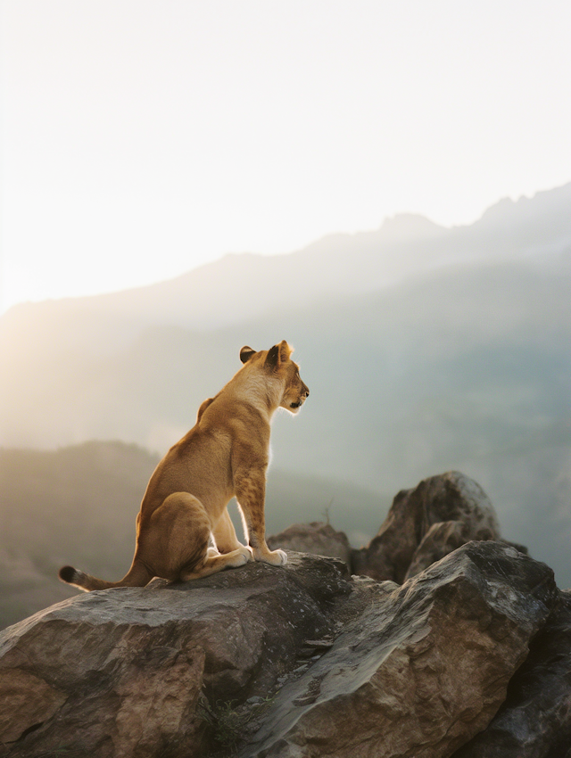 Majestic Lioness on Rocky Outcrop