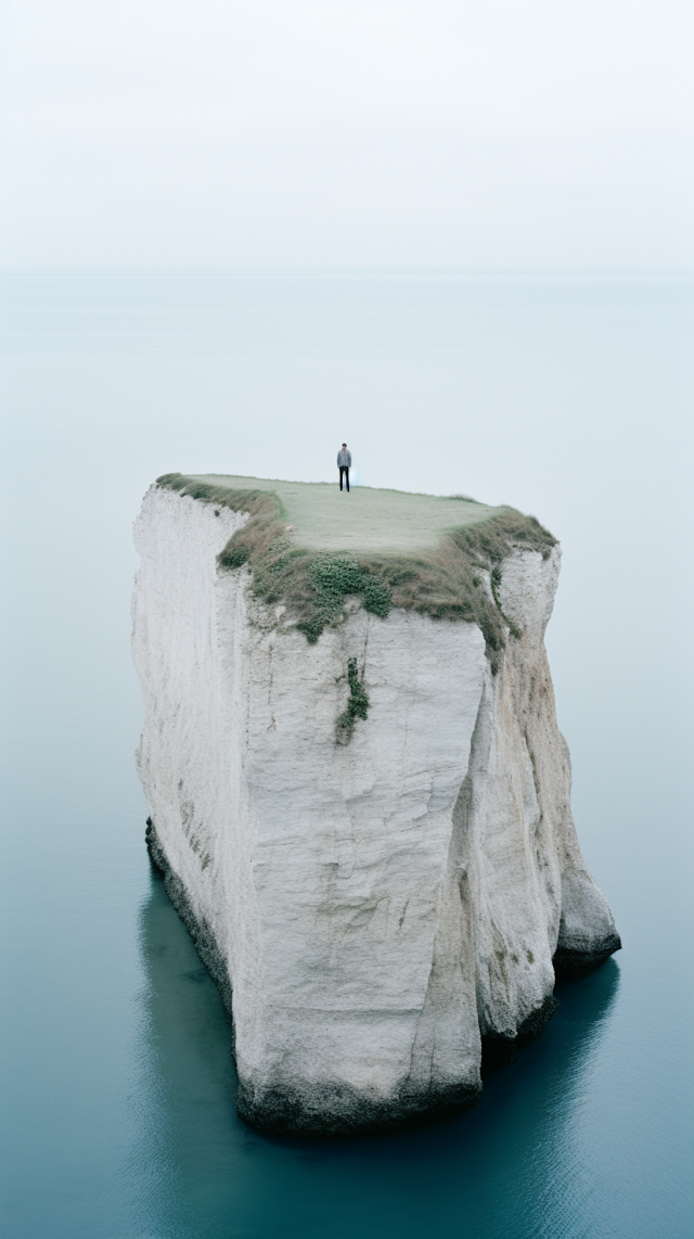 Solitary Contemplation on Serene Cliff