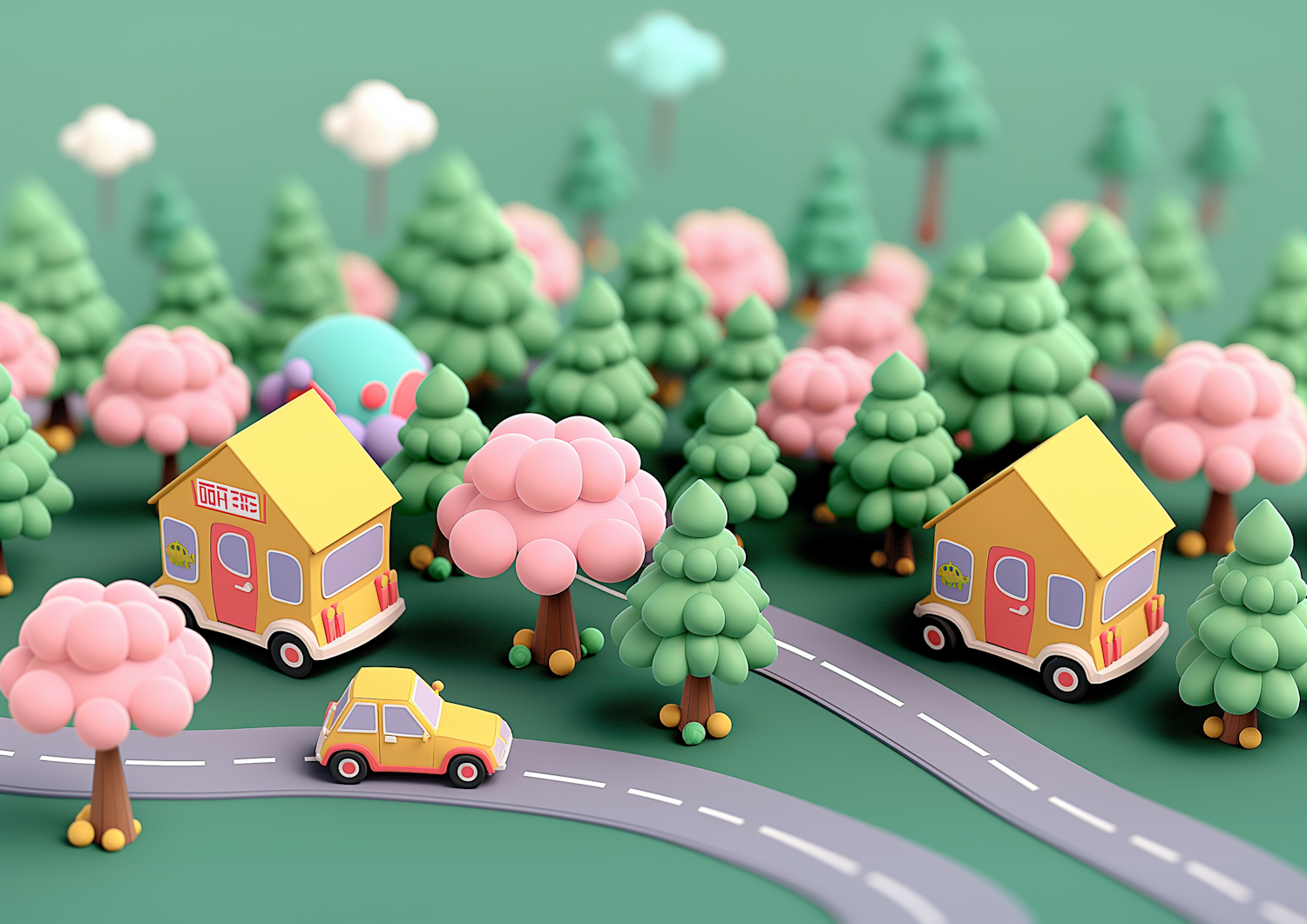 Whimsical Forest Roadway