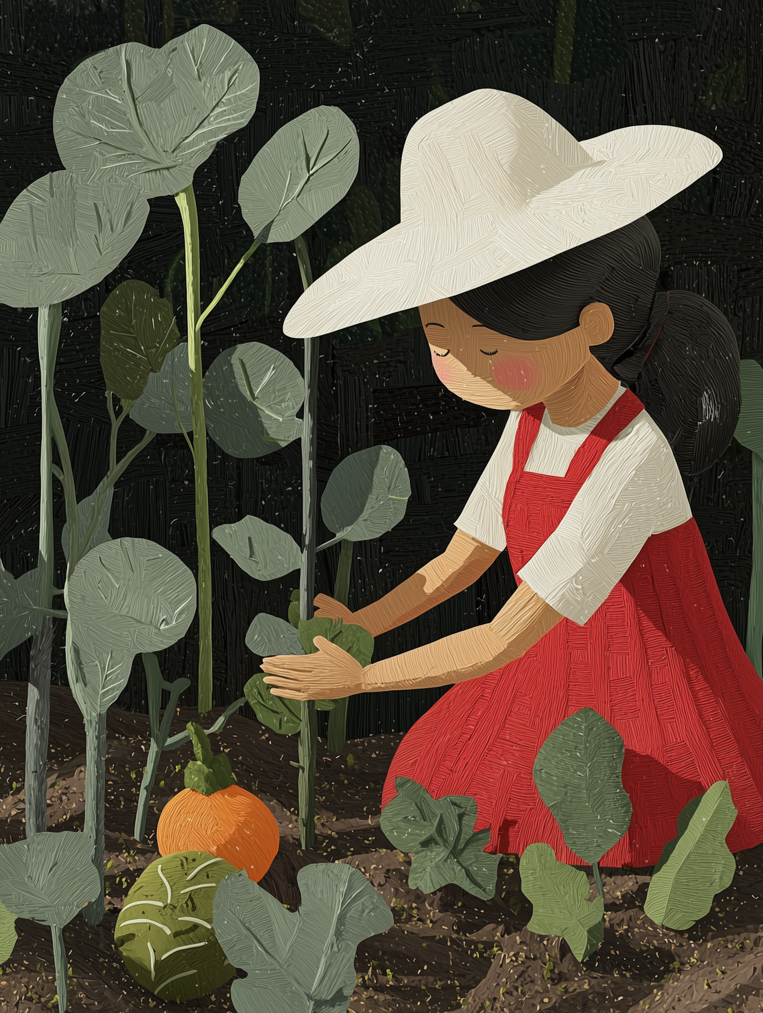 Girl Tending Garden