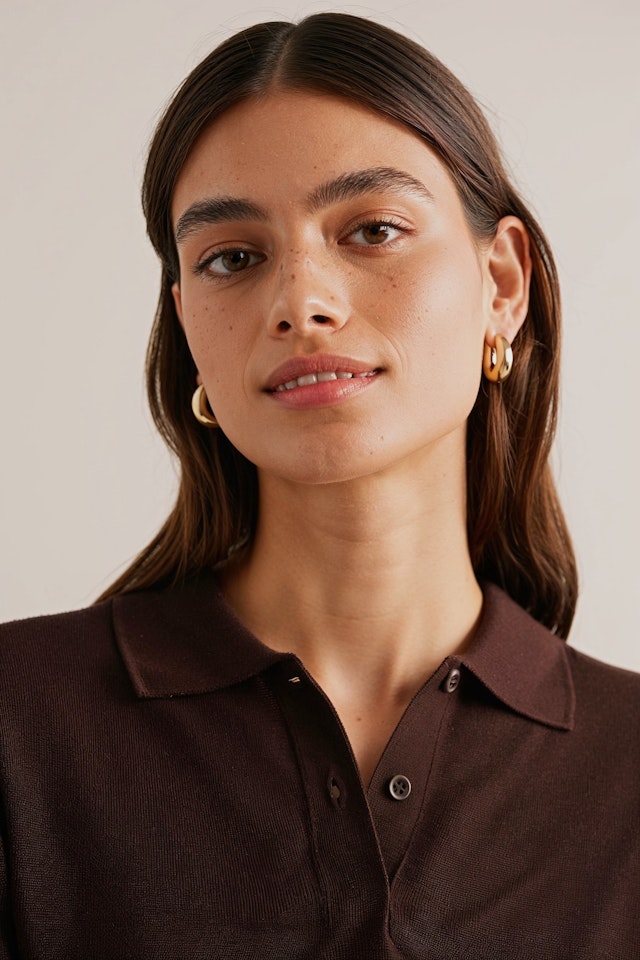Portrait with Gold Hoops