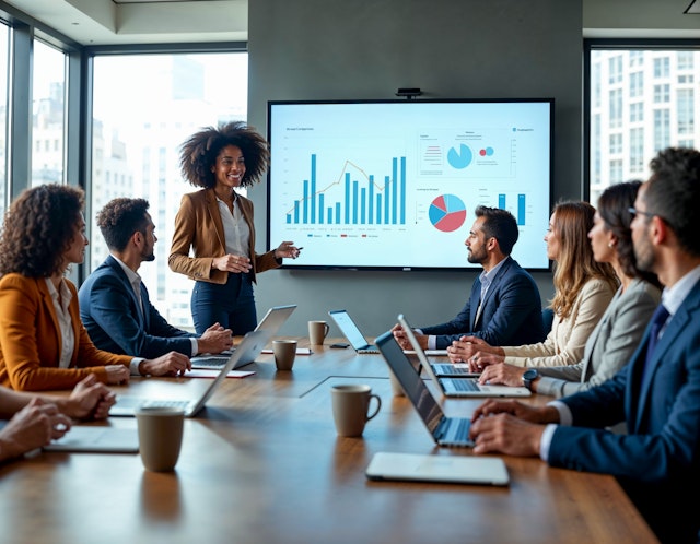 Business Meeting in Modern Conference Room