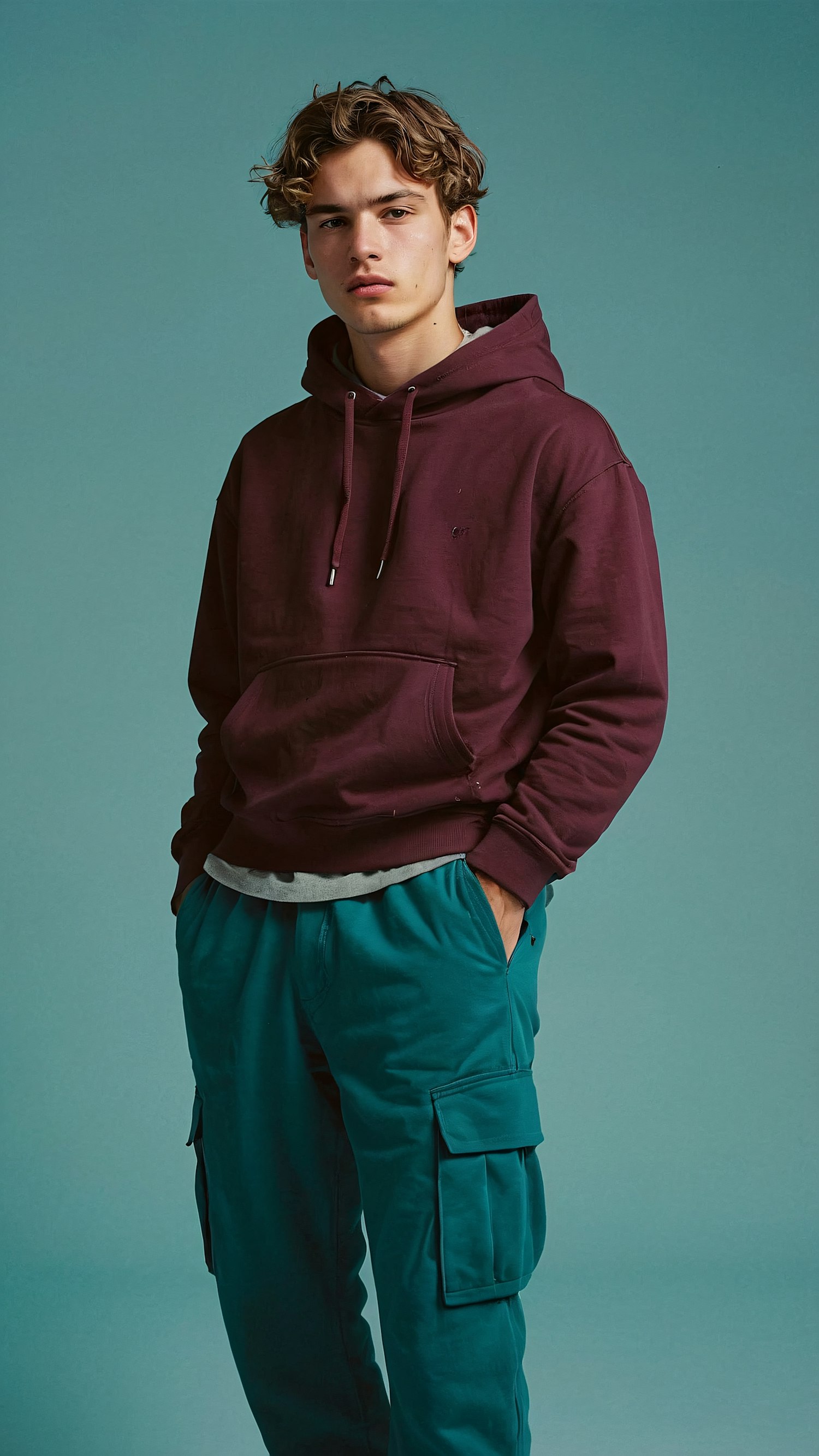 Young Man in Maroon Hoodie