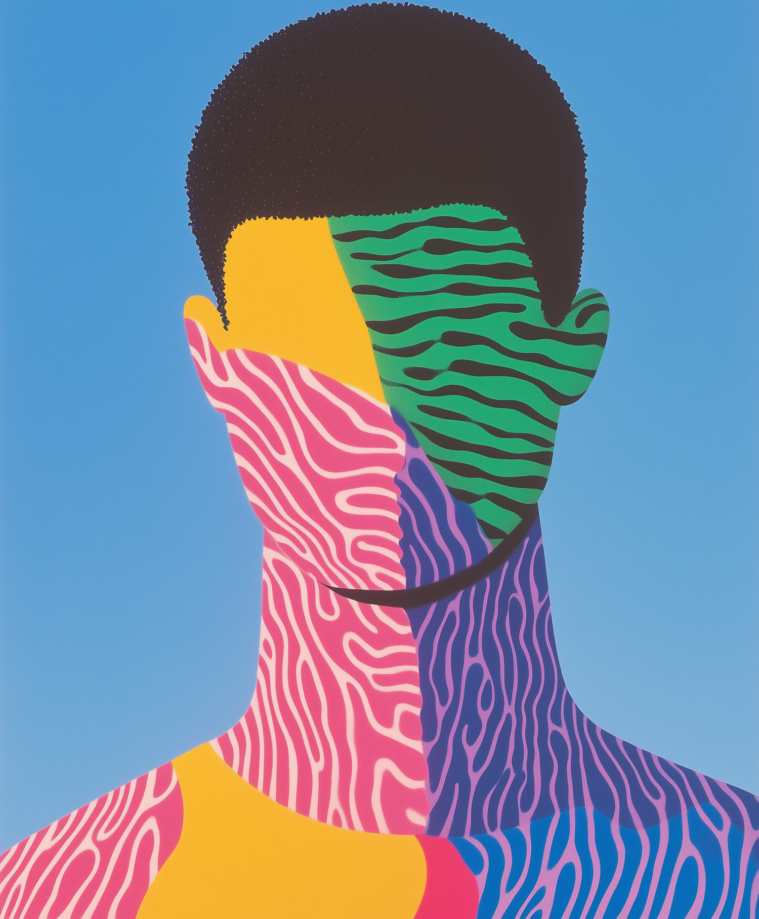 Stylized Portrait with Vibrant Patterns