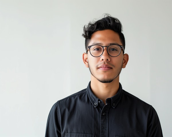 Thoughtful Young Man with Glasses