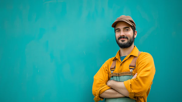 Confident Craftsman in Yellow and Green
