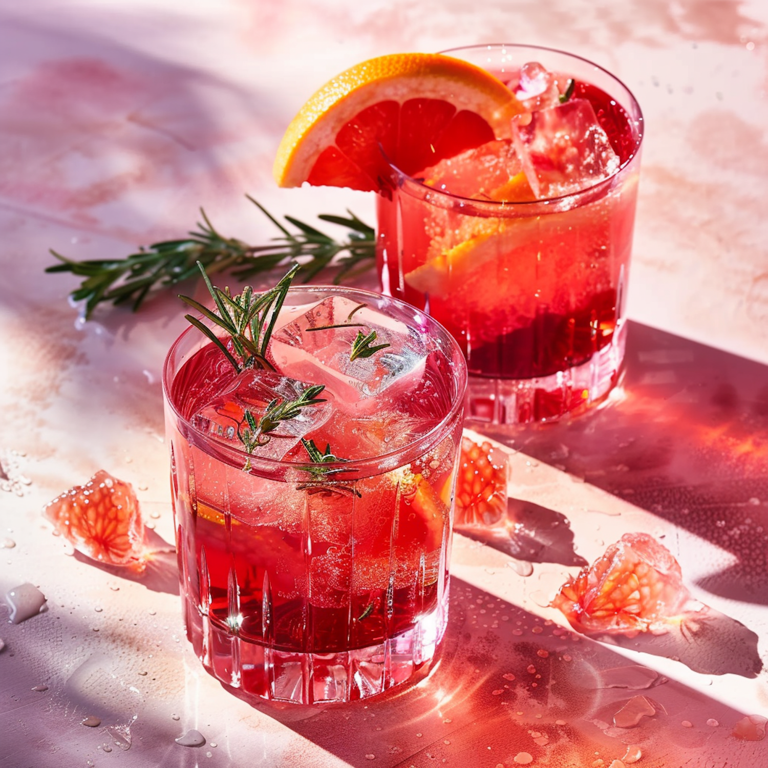 Festive Red Cocktails with Garnishes