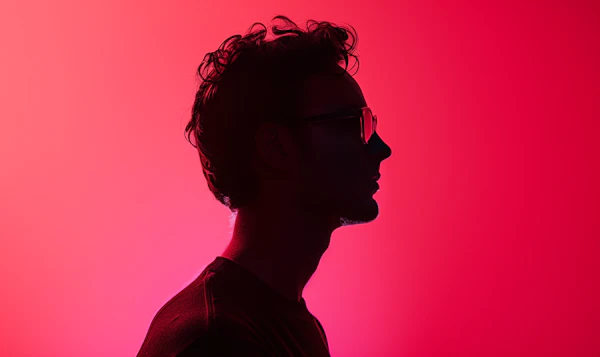 Contemplative Silhouette in Pink