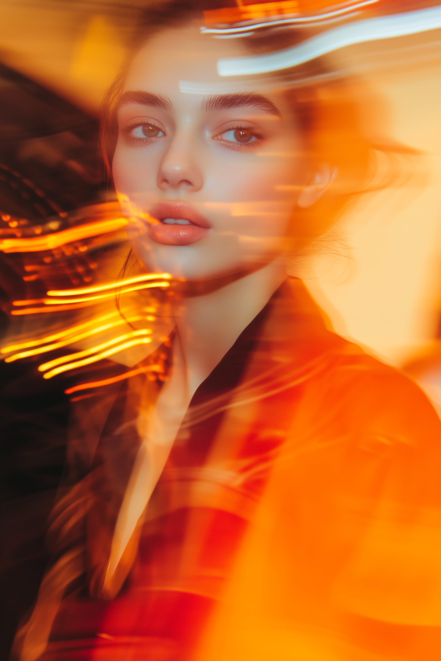 Ethereal Portrait with Light Trails