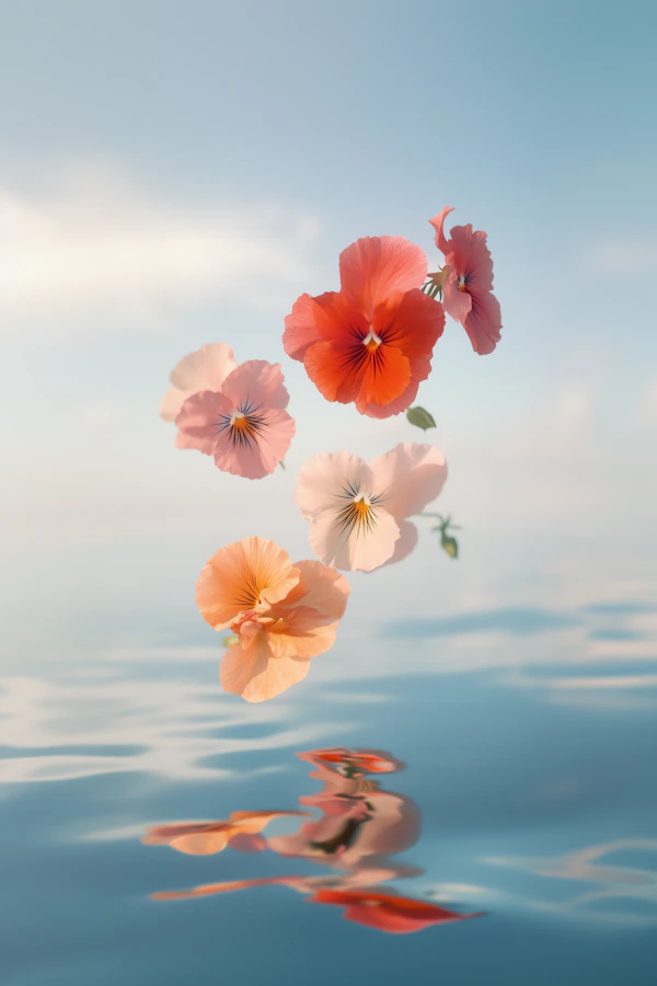 Floating Pansy Flowers