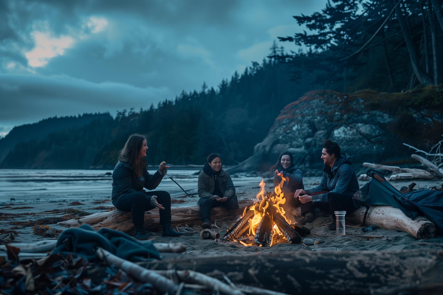 Beach Campfire Gathering