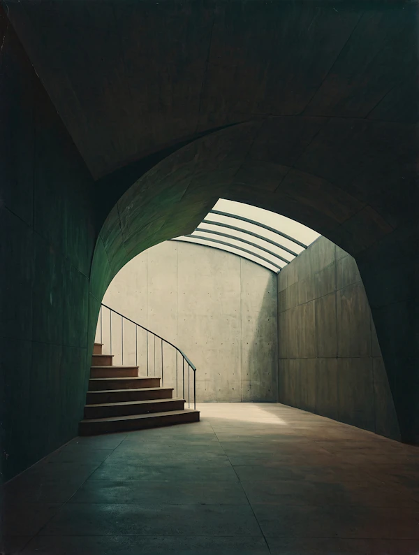 Modern Architectural Space with Curved Staircase
