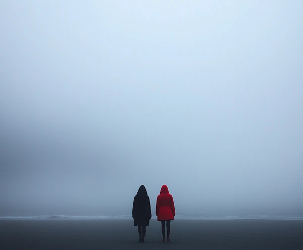 Foggy Beach Companions