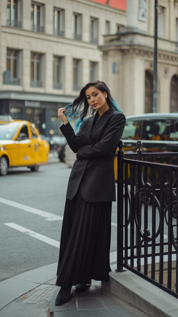 Elegant Woman in a Sophisticated Urban Scene