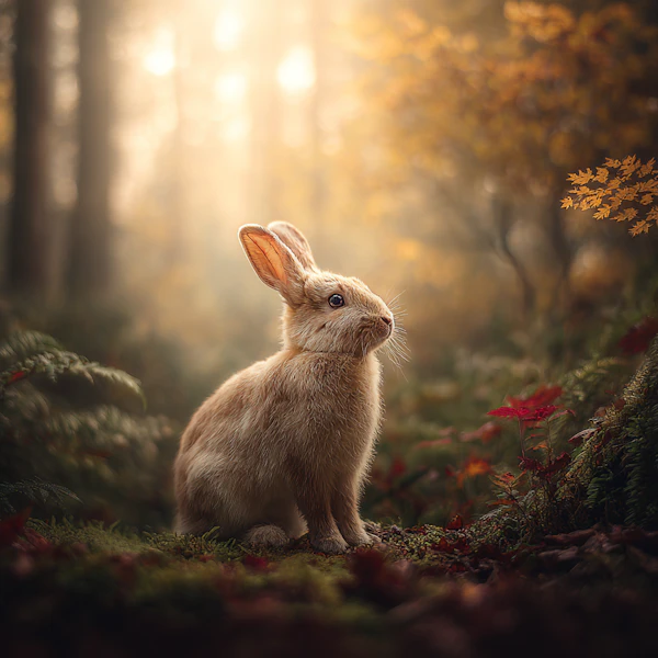 Golden Rabbit in Forest