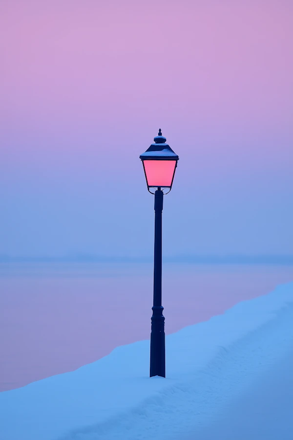 Solitary Street Lamp in Winter