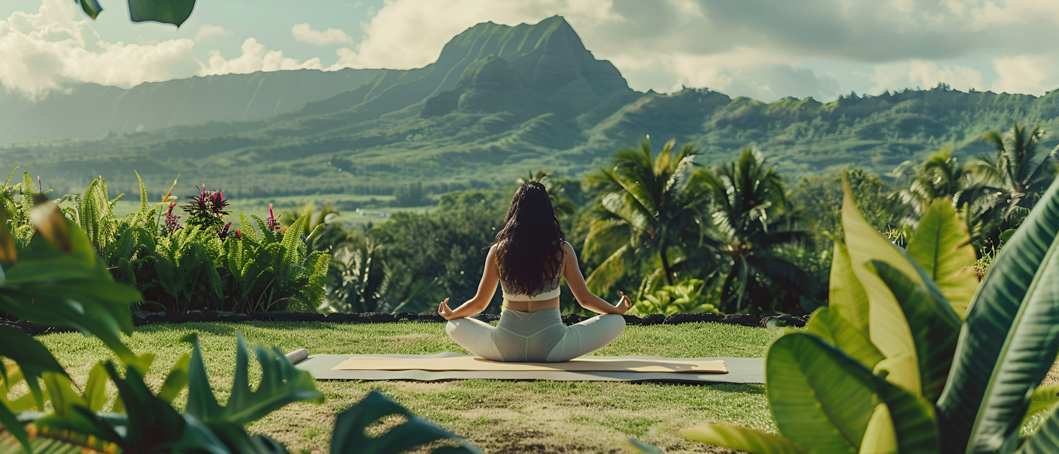 Woman Meditating in Mountainous Landscape