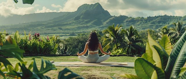 Woman Meditating in Mountainous Landscape