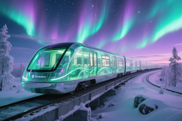 Futuristic Train in Snow