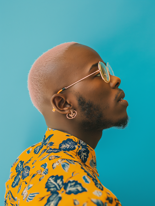 Stylish Man with Peach Hair and Floral Shirt