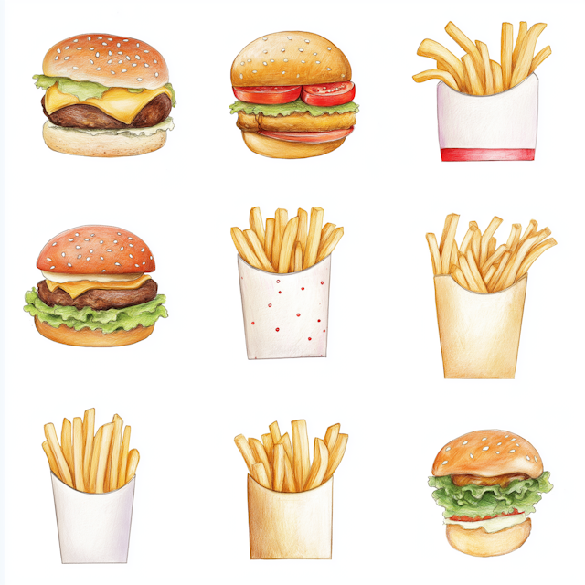 Burgers And Fries Grid