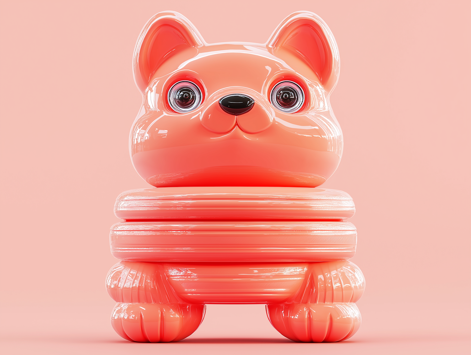 Stylized 3D Coral Pink Bear