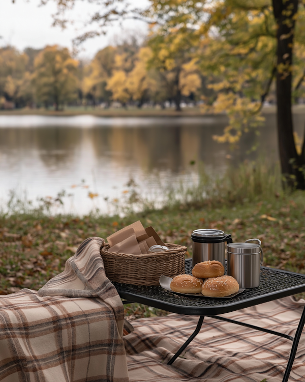 Serene Outdoor Picnic by the Lake