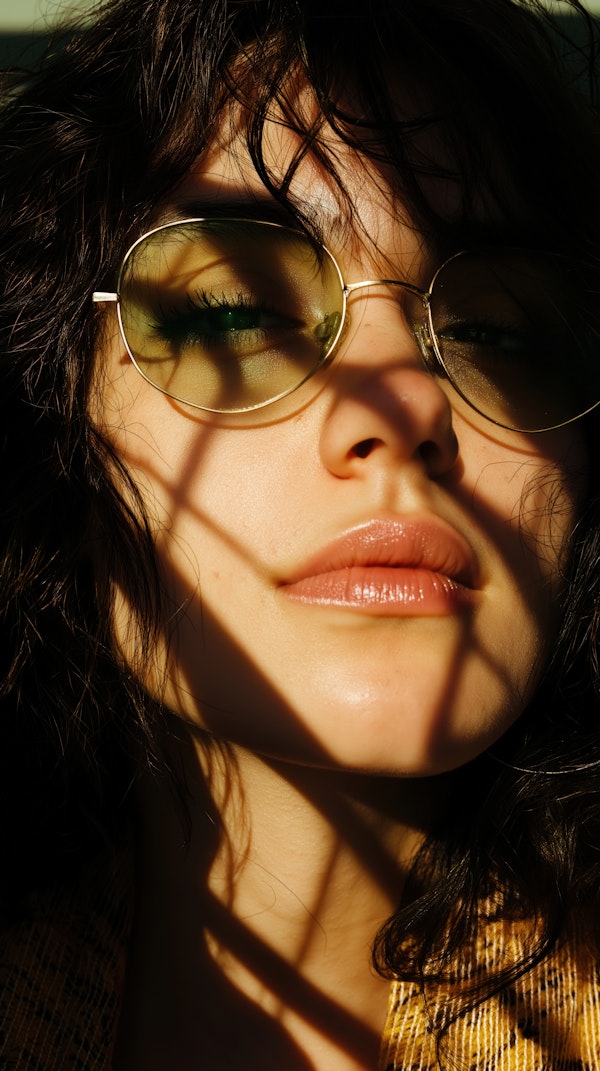 Close-up of Person's Face with Sunglasses