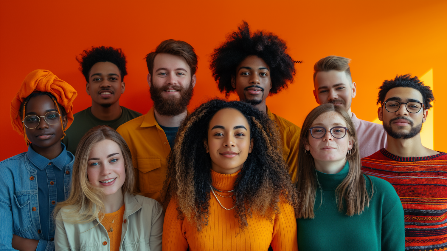 Diverse Young Adults Group Portrait