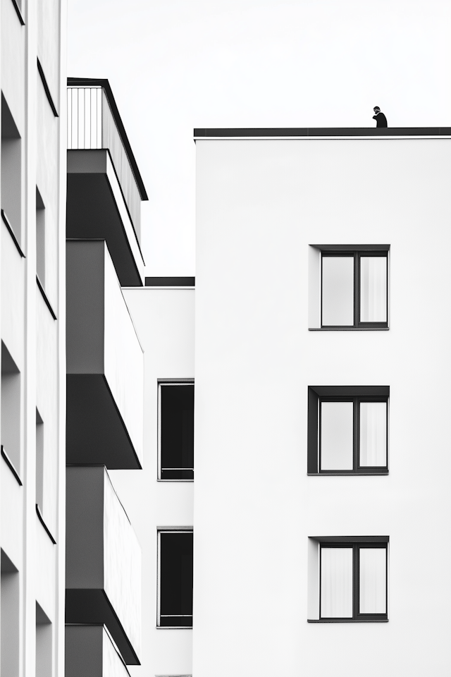 Modern Architectural Scene with Solitary Figure