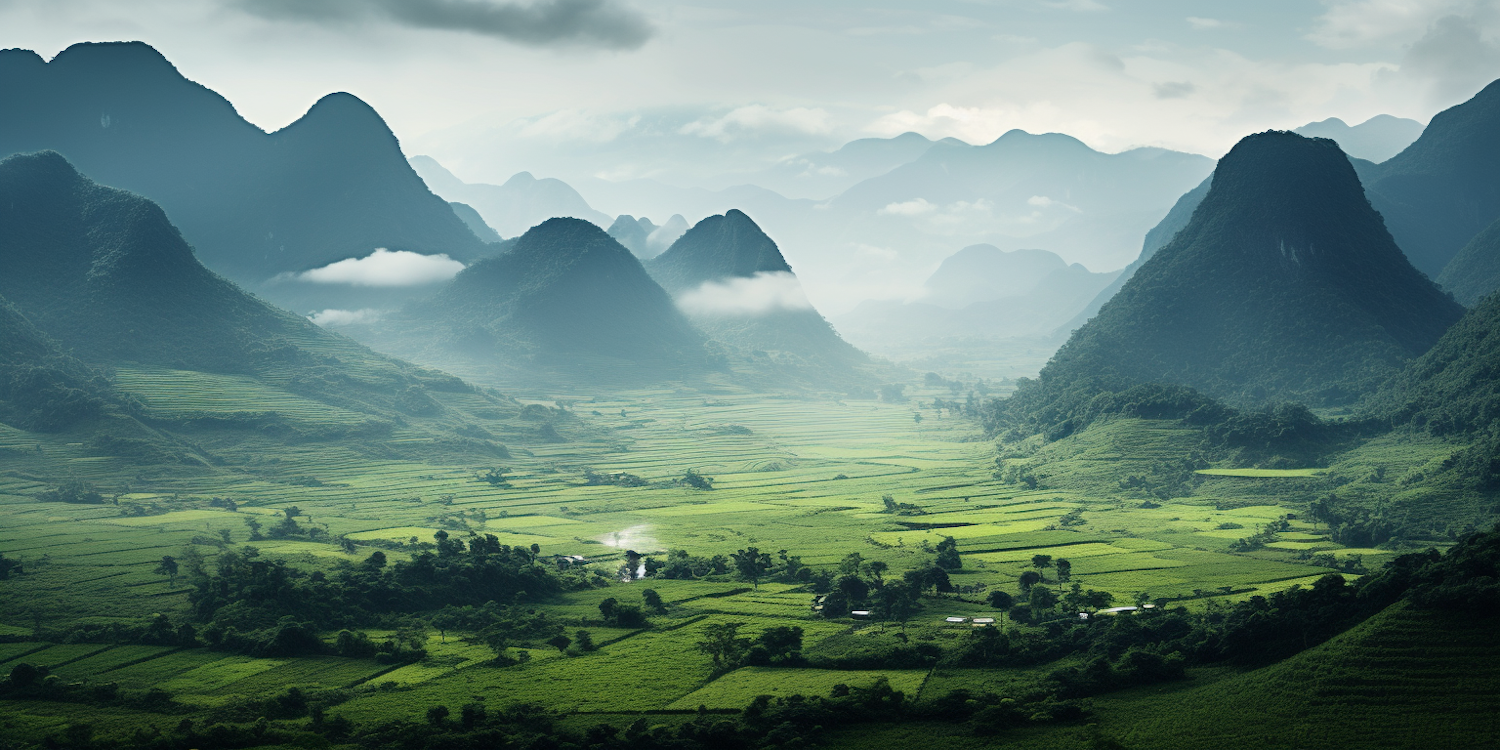 Verdant Peaks and Terraced Valleys