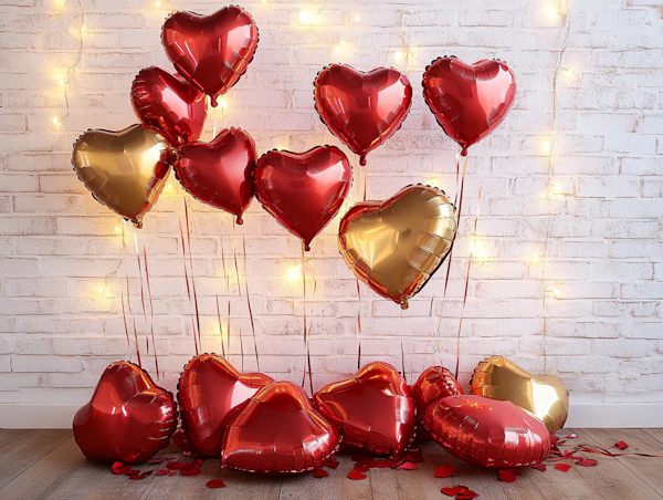 Heart-Shaped Balloons Celebration