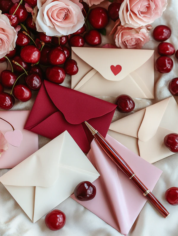 Romantic Envelopes and Cherries