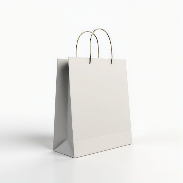 Minimalist White Paper Shopping Bag