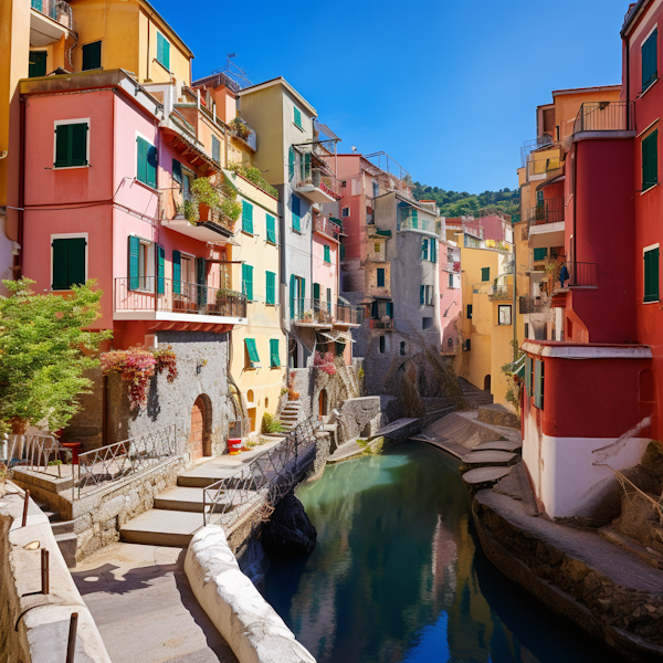 Sunlit Mediterranean Canal Village