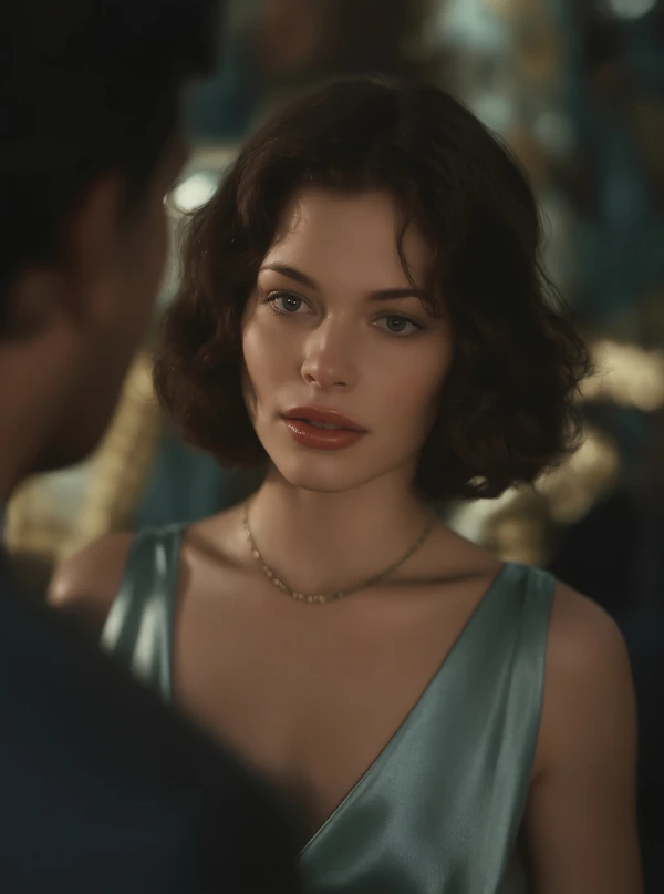Woman in Satin Dress