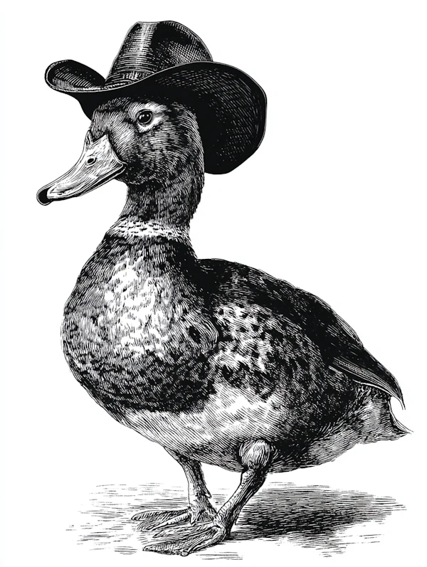 Duck With Cowboy Hat Art