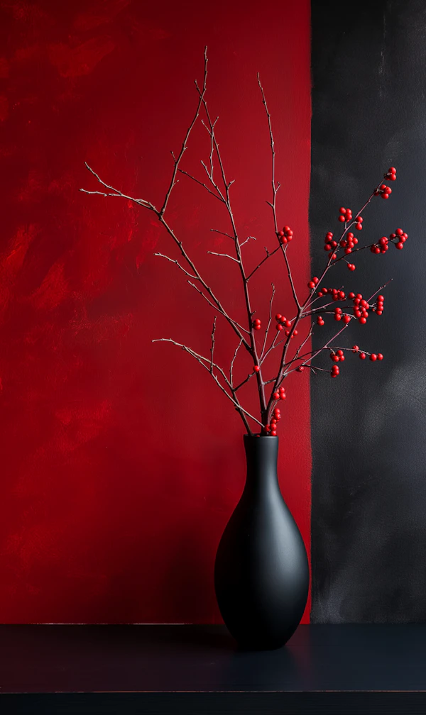 Sleek Vase and Berries Still Life
