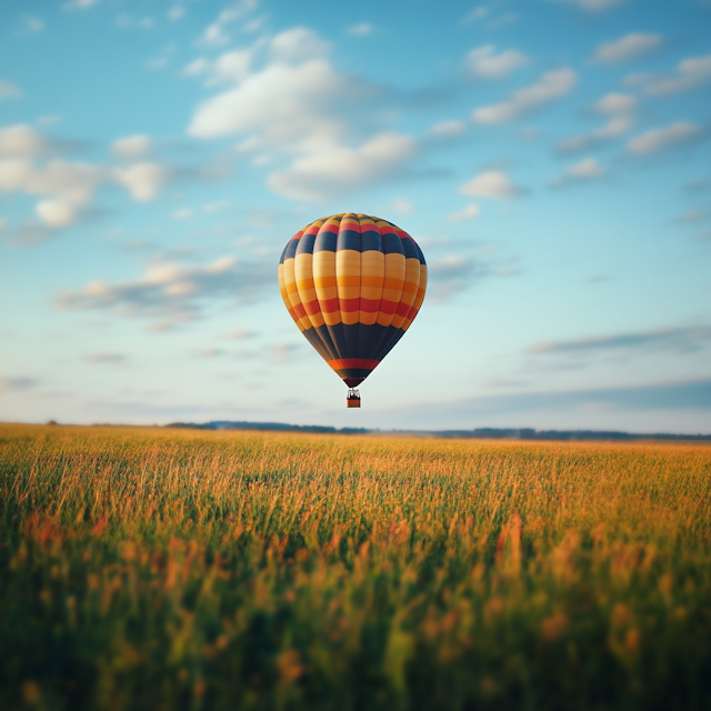 Hot Air Balloon Over Field