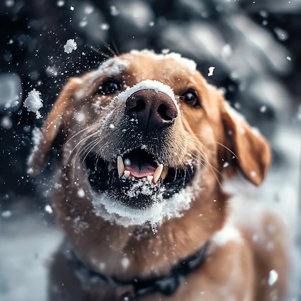 Joyful Labrador in Snow