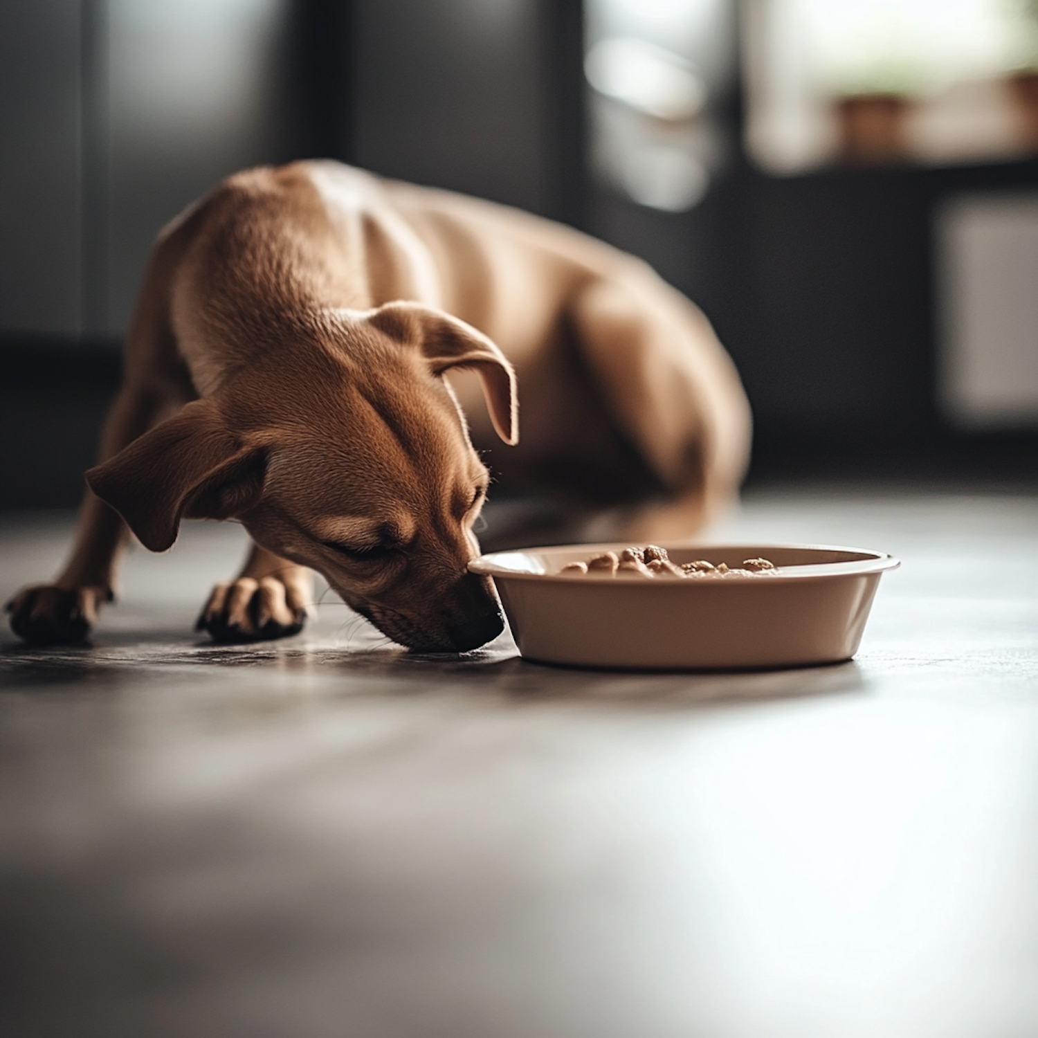 Dog Eating from Bowl